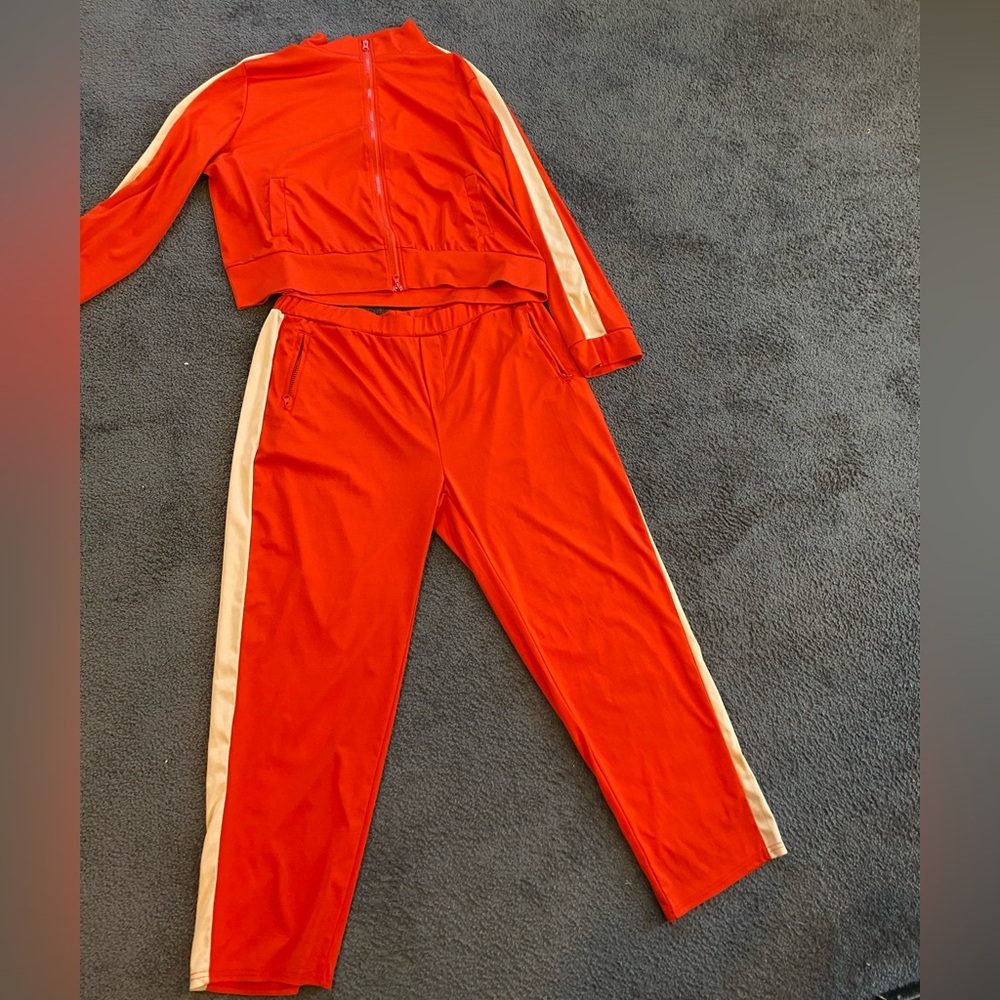 Women's Red and Cream Tracksuit Set